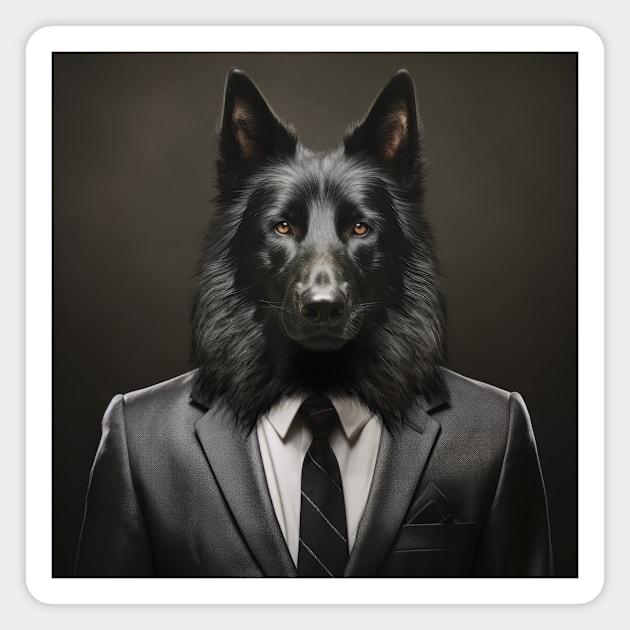 Belgian Sheepdog Dog in Suit Magnet by Merchgard